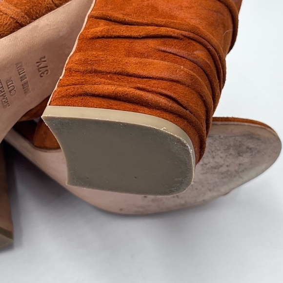 Laurence Dacade Paris Rona Ruched Suede Slide Rust cinnamon Sandals Sz 37.5/US 7 - Picture 14 of 16